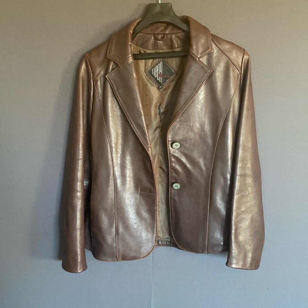 Vintage dark brown leather blazer sz M